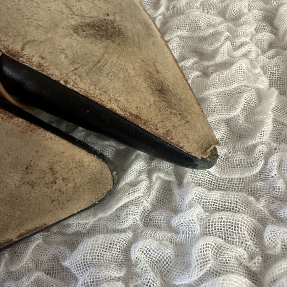 Malone Souliers Maureen Flats 6.5 Black Tan Double Strap Pointed - Picture 8 of 12